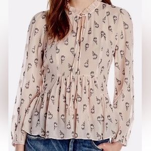 BNWT Rebecca Taylor Silk Tulips Blouse in the color Ballet Combo